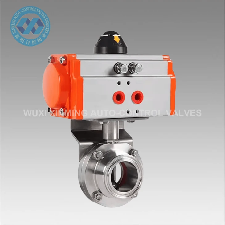 Pneumatic Handle Sanitary Butterfly Valve Dn100 Pneumatic Actuator Butterfly Valve
