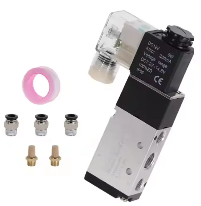 Pneumatický solenoidný ventil 5 spôsob 2- ovládací vzduch 12V 24V